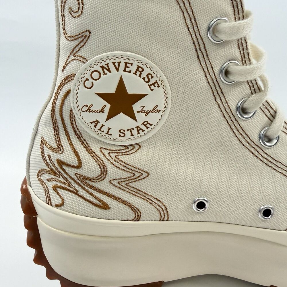 Converse CTAS Run Star Hike Platform Western Embroidery Womens White Size 10 - Picture 6 of 12